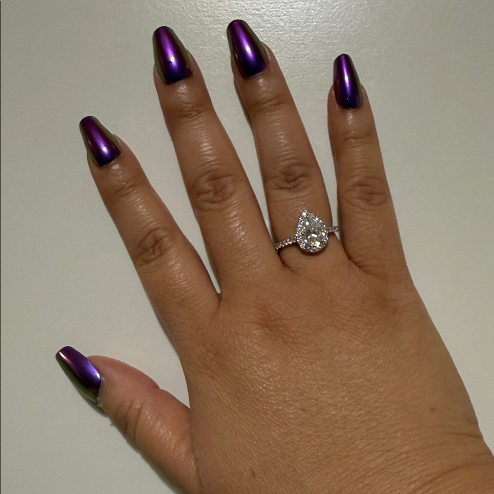 Moissanite Pear Cut Sterling Silver Ring
